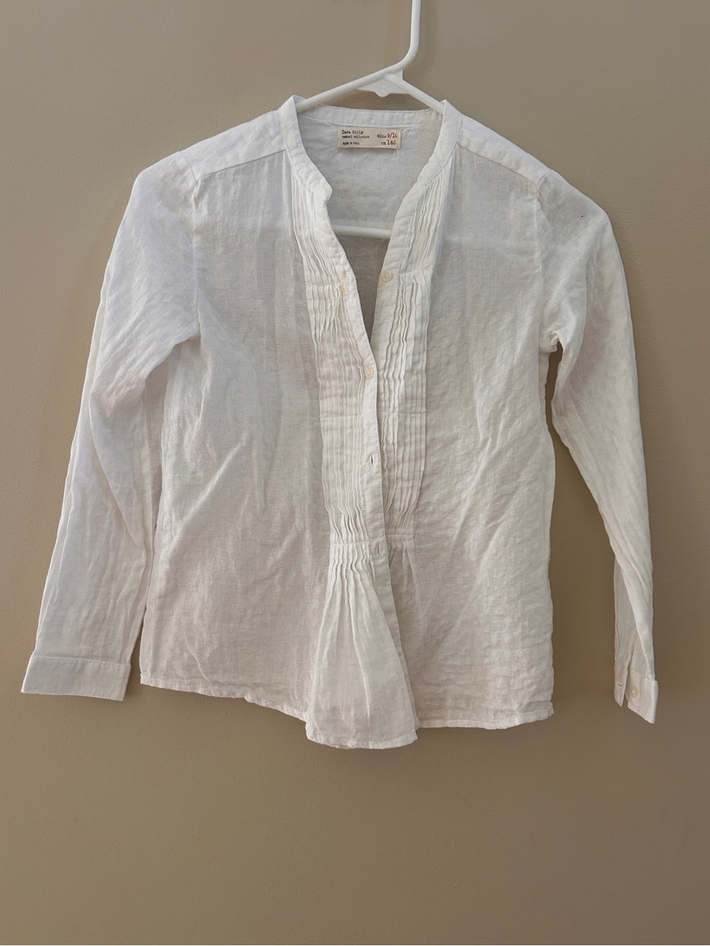 White Pintuck Button-Front Zara Girl Top